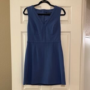 French Connection Slate Blue V-Neck Mini Sheath Dress